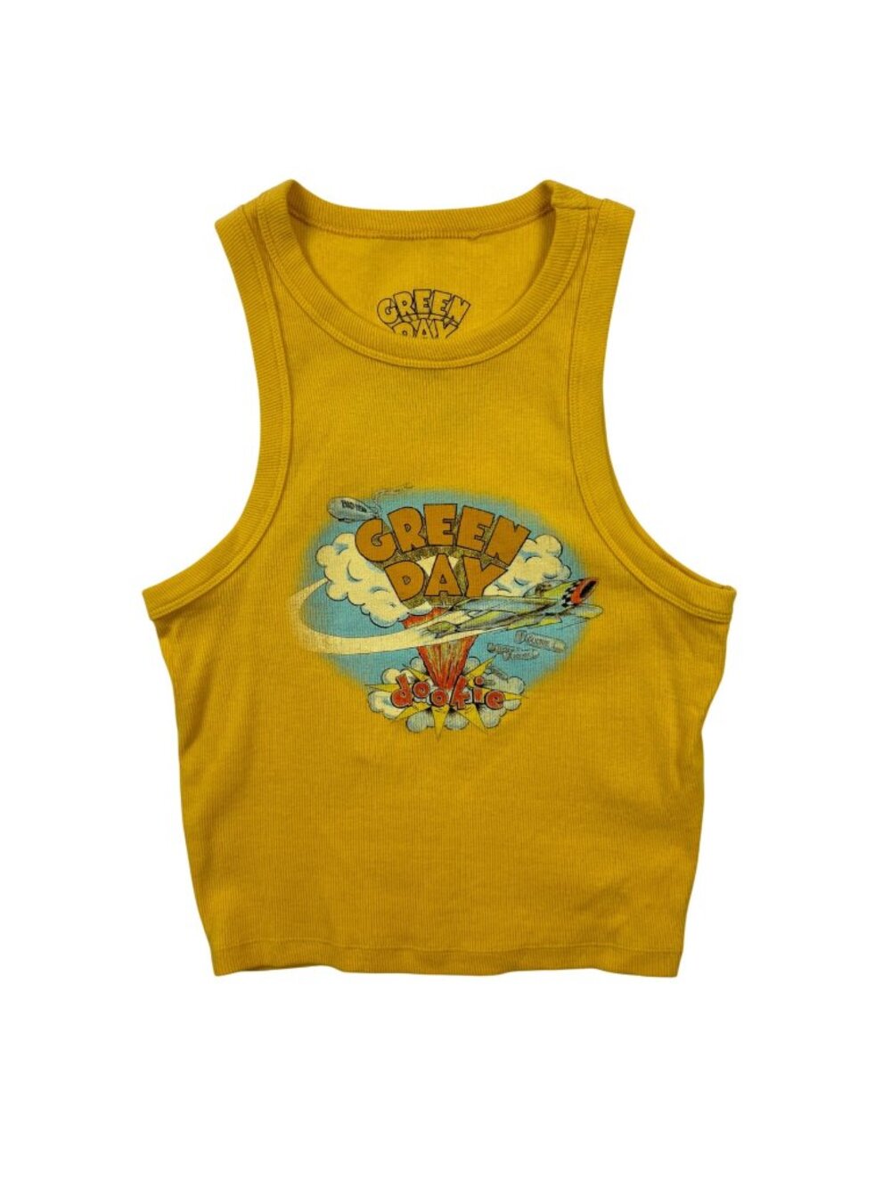 Green Day Dookie Yellow Baby Tank Top Small Band Merch Cotton Cropped